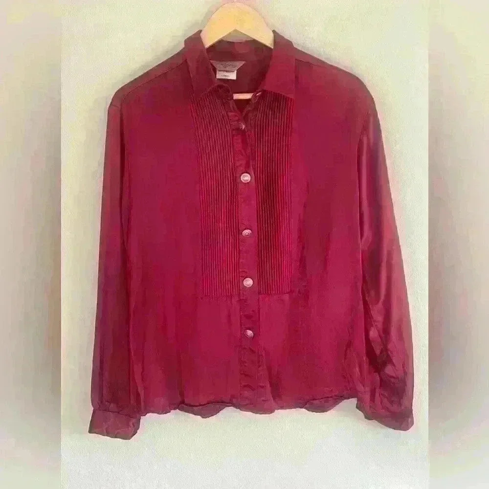 Vintage Roper Womens Western Button Down Show Shirt Maroon Size Large